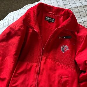 Versace Jeans Couture fleece lined red jacket with embroidered logos